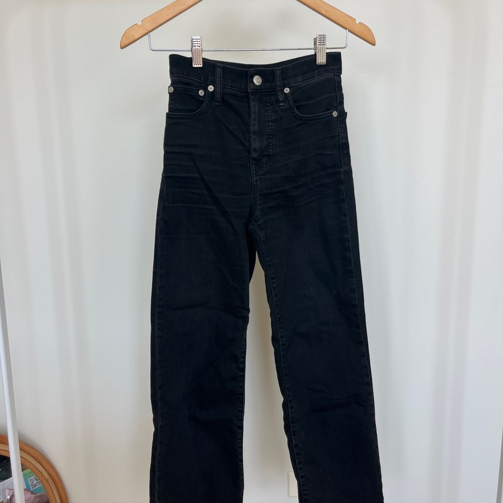 Madewell Black Slim Wide Leg Crop Pants in Lunar Wash Size 23
